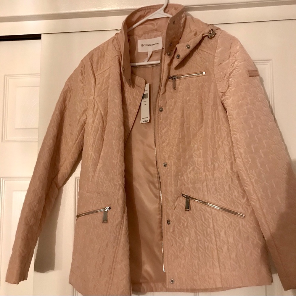 BCBGeneration Quilted Blush Jacket with Hood